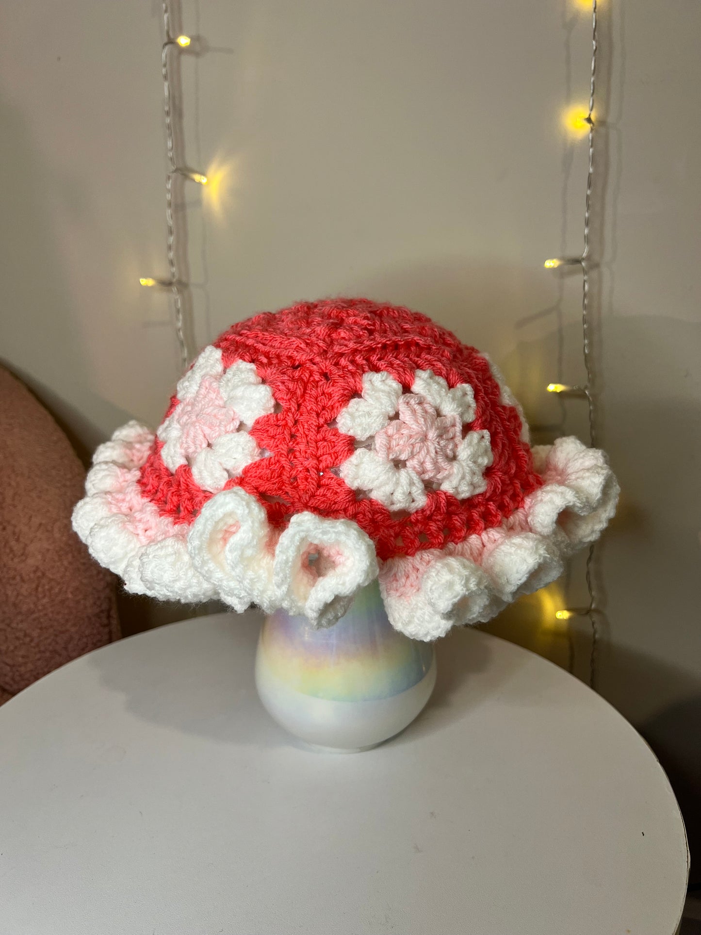 Crochet Granny Square Ruffle Hat