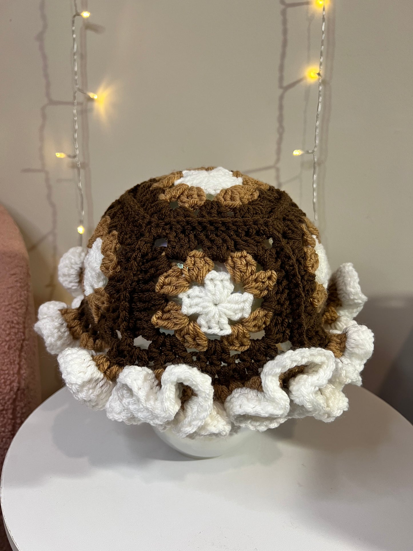 Crochet Granny Square Ruffle Hat