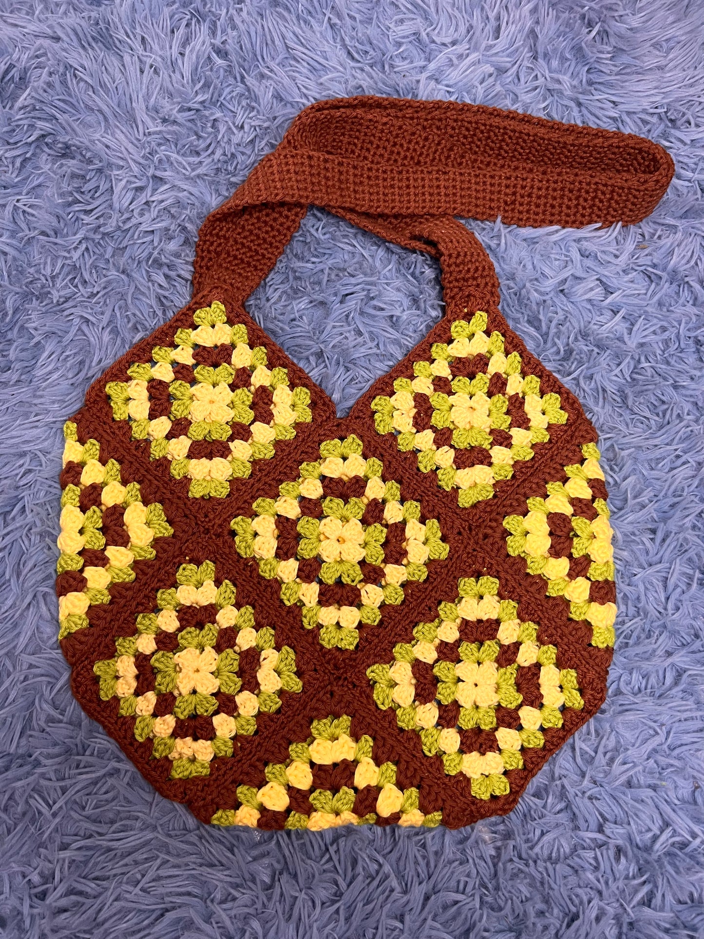 Tri - Color Large Crochet Tote Bag