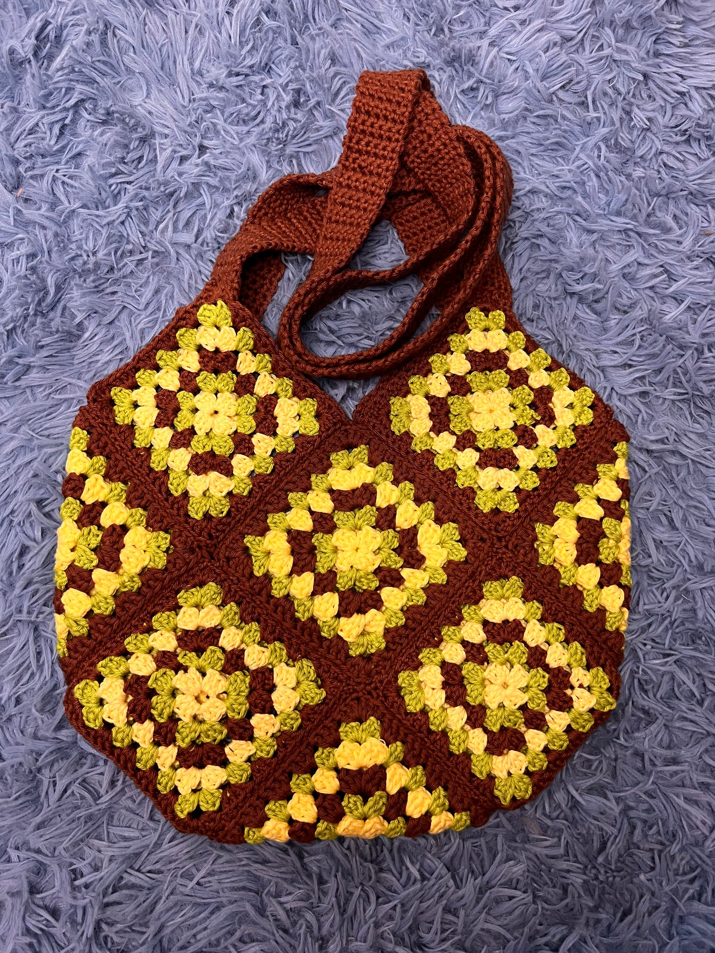 Tri - Color Large Crochet Tote Bag