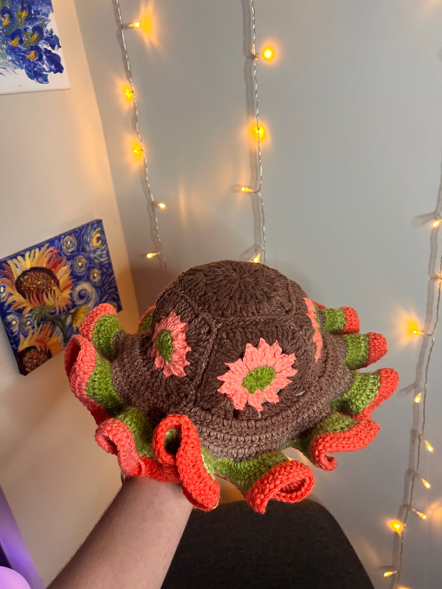 Granny Square Ruffle Hat