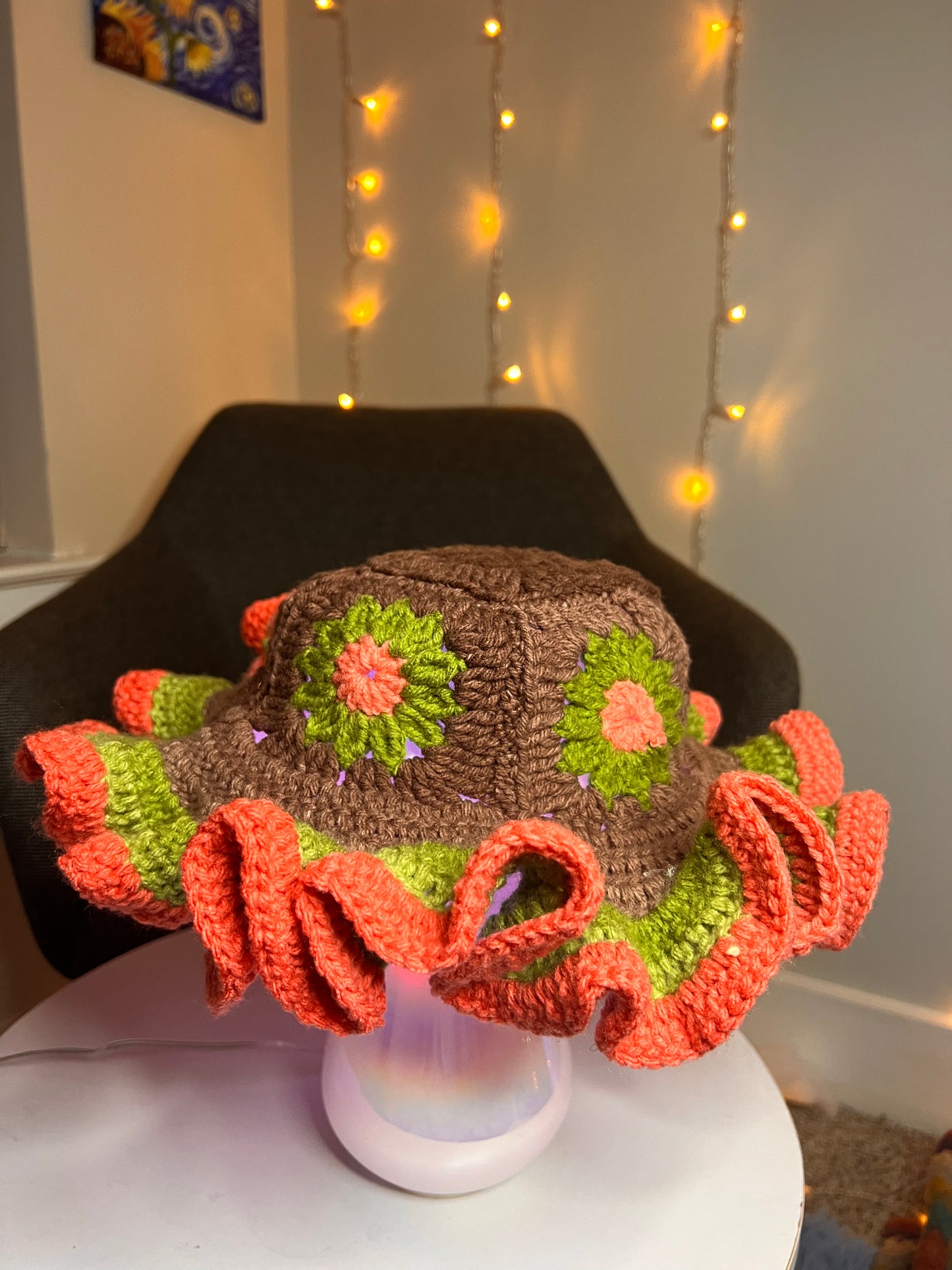 Granny Square Ruffle Hat