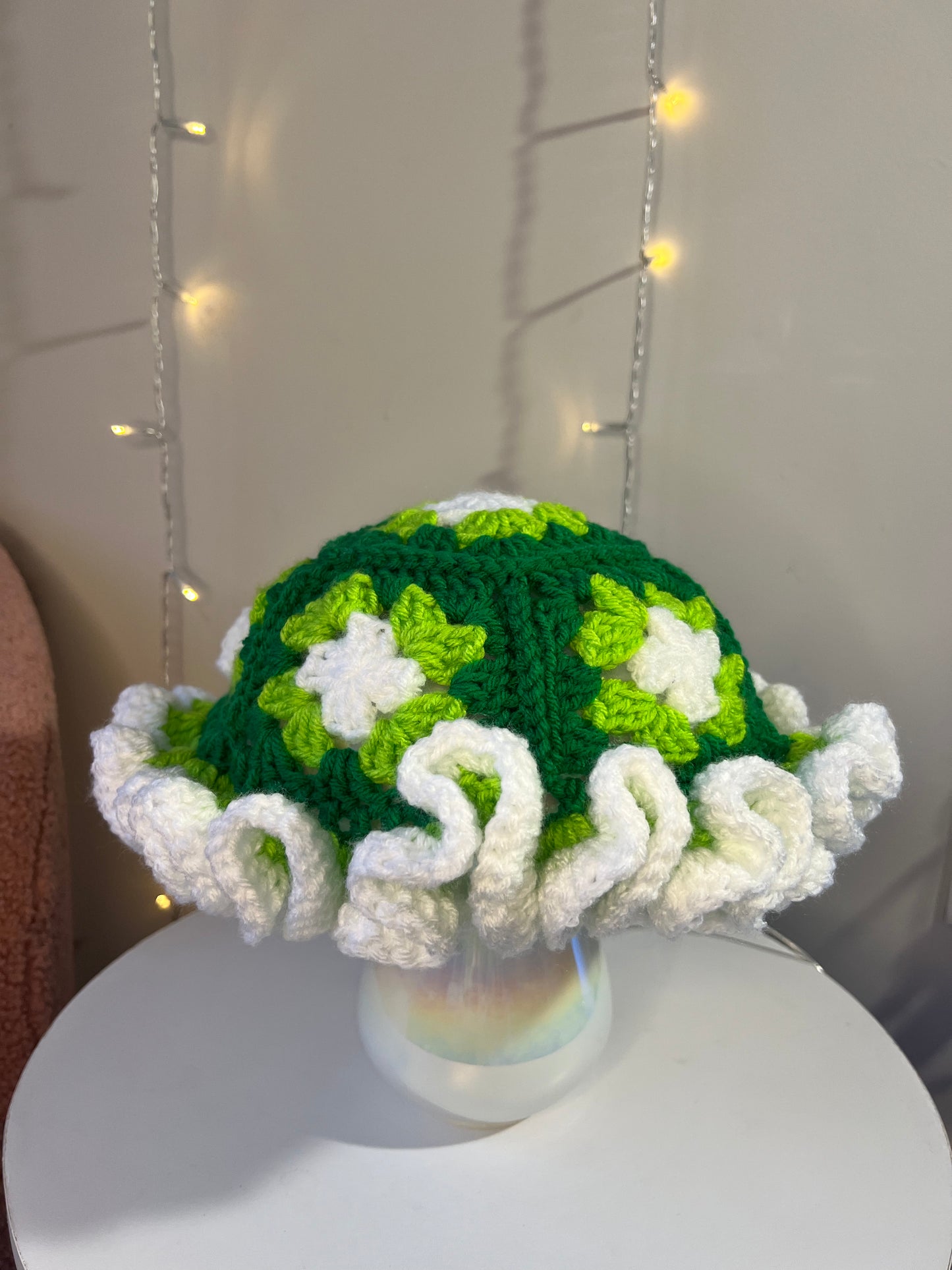 Crochet Granny Square Ruffle Hat